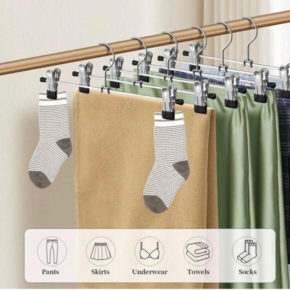 25 PACK Metal Pants Hangers - 12 inch -  Heavy Duty Non-Slip - Trousers, Skirts - Picture 3 of 6